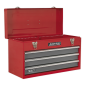 Tool Chest 3 Drawer Portable with Ball-Bearing Slides - Red/Grey