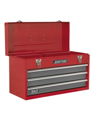 Portable Tool Chest 3 Drawer with Ball-Bearing Slides - Red/Grey & 93pc Tool Kit