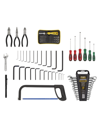 Coffre à outils portatif à 3 tiroirs avec glissières à roulement à billes - Rouge/gris et trousse à outils de 93 pièces