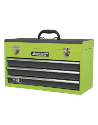 Tool Chest 3 Drawer Portable with Ball-Bearing Slides - Green/Grey