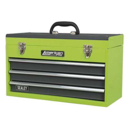 Tool Chest 3 Drawer Portable with Ball-Bearing Slides - Green/Grey