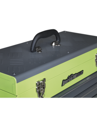 Tool Chest 3 Drawer Portable with Ball-Bearing Slides - Green/Grey