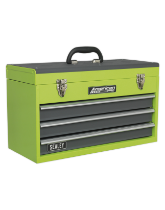 Tool Chest 3 Drawer Portable with Ball-Bearing Slides - Green/Grey