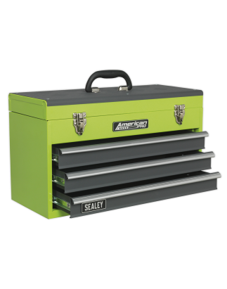 Tool Chest 3 Drawer Portable with Ball-Bearing Slides - Green/Grey