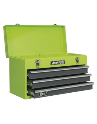 Tool Chest 3 Drawer Portable with Ball-Bearing Slides - Green/Grey