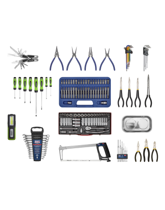 Topchest & Rollcab Combinaison 10 tiroirs avec glissières à roulement à billes - Rouge avec kit d'outils de 148 pièces