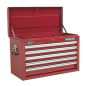 Topchest & Rollcab Combination 10 Drawer with Ball-Bearing Slides - Red with 148pc Tool Kit