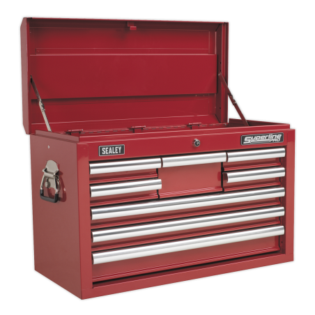 Topchest & Rollcab Combination 15 Drawer with Ball-Bearing Slides - Red & 148pc Tool Kit