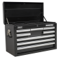 Topchest & Rollcab Combination 15 Drawer with Ball-Bearing Slides - Black & 148pc Tool Kit