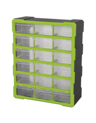 Cabinet Box 18 Drawer - Green/Black