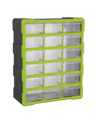 Cabinet Box 18 Drawer - Green/Black