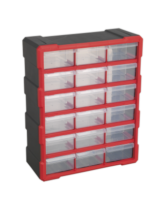 Armoire Box 18 Tiroirs - Rouge/Noir