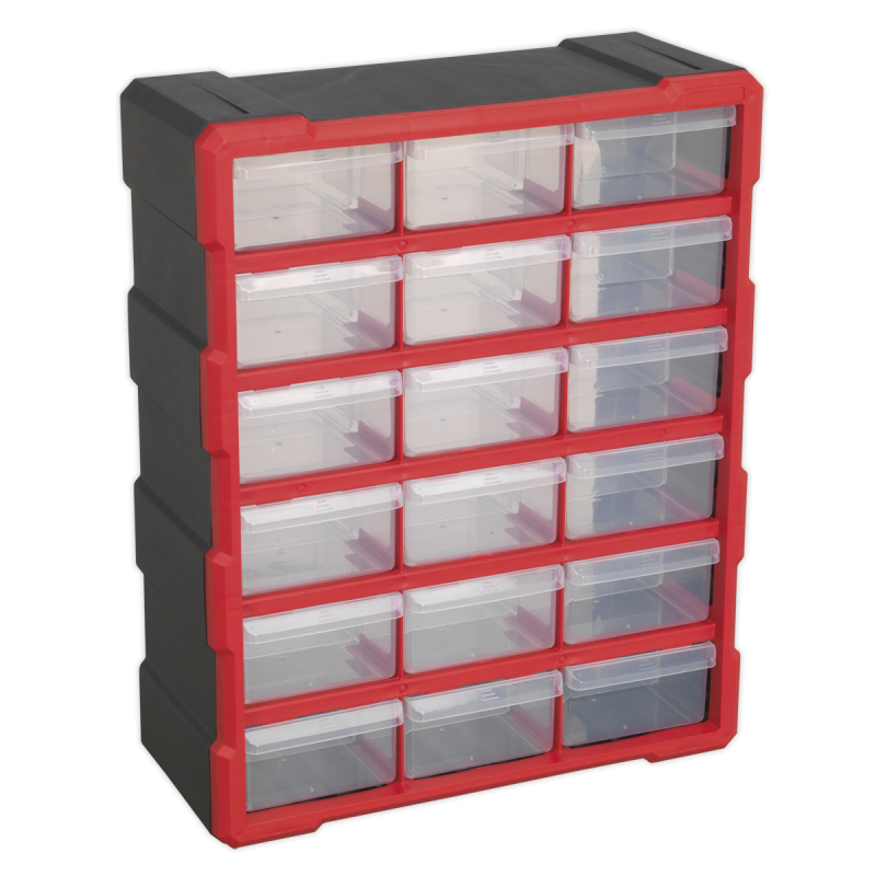 Armoire Box 18 Tiroirs - Rouge/Noir