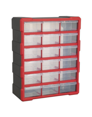 Cabinet Box 18 Drawer - Red/Black