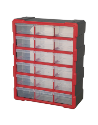 Armoire Box 18 Tiroirs - Rouge/Noir