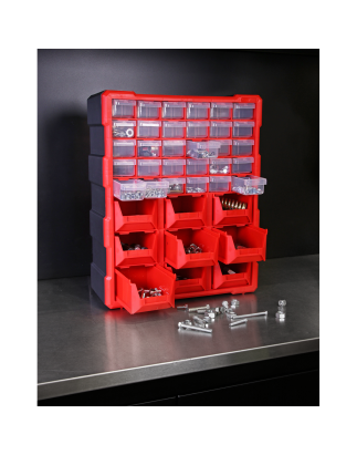 Cabinet Box 39 Drawer - Red/Black