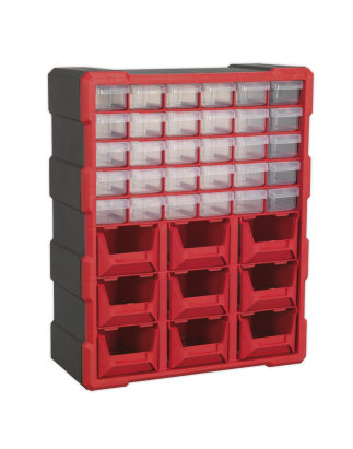 Armoire Box 39 Tiroirs - Rouge/Noir