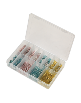 Assortiment de bornes thermorétractables doublées d'adhésif, 142 pièces, bleu, rouge et jaune