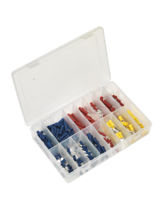 Assortiment de bornes à sertir 200 pièces bleu, rouge et jaune