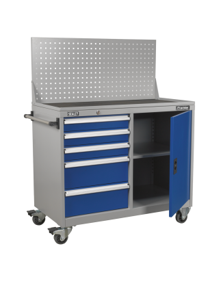 Industrial Mobile Workstation 5 Drawer & 1 Shelf Locker