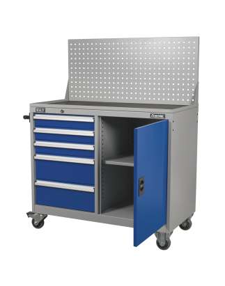 Industrial Mobile Workstation 5 Drawer & 1 Shelf Locker