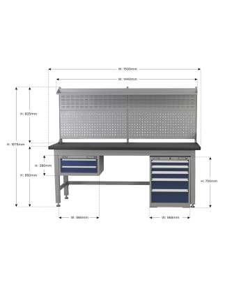 1.5m Complete Industrial Workstation & Cabinet Combo