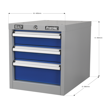 Industrial Triple Drawer Unit for API Series Workbenches