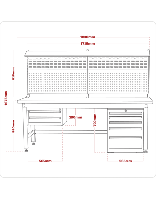 1.8m Complete Industrial Workstation & Cabinet Combo