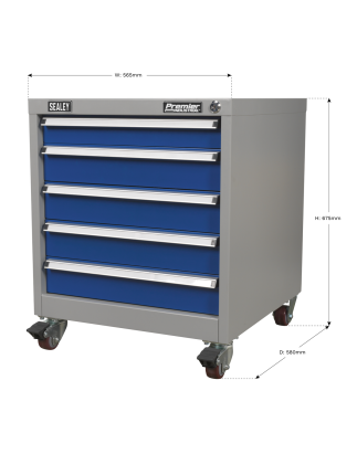 Mobile Industrial Cabinet 5 Drawer