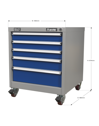 Mobile Industrial Cabinet 5 Drawer