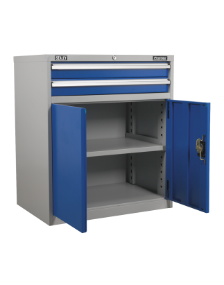 Industrial Cabinet 2 Drawer & 1 Shelf Double Locker