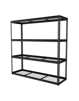 Unité de rayonnage modulaire robuste avec 4 étagères en maille, capacité de 300 kg par niveau 1 820 mm