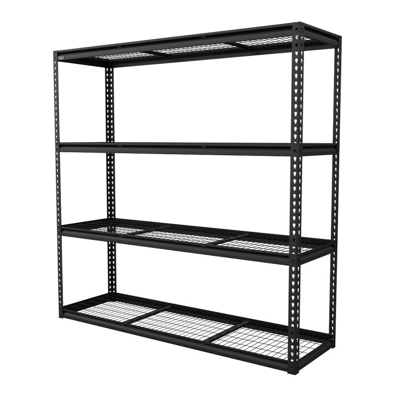 Heavy-Duty Modular Racking Unit with 4 Mesh Shelves 300kg Capacity Per Level 1820mm