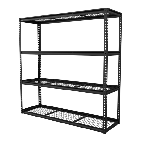 Unité de rayonnage modulaire robuste avec 4 étagères en maille, capacité de 300 kg par niveau 1 820 mm