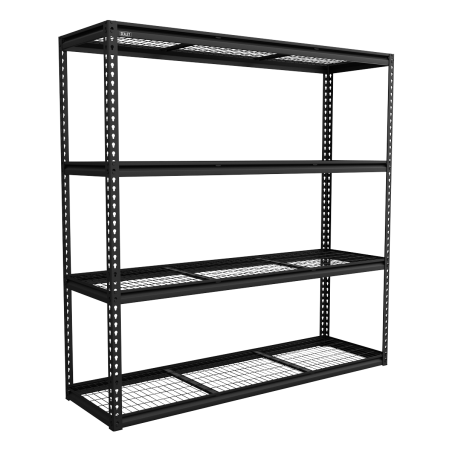 Unité de rayonnage modulaire robuste avec 4 étagères en maille, capacité de 300 kg par niveau 1 820 mm