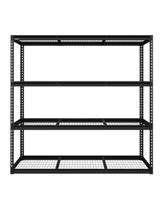 Heavy-Duty Modular Racking Unit with 4 Mesh Shelves 300kg Capacity Per Level 1820mm