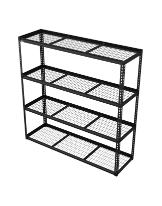 Heavy-Duty Modular Racking Unit with 4 Mesh Shelves 300kg Capacity Per Level 1820mm