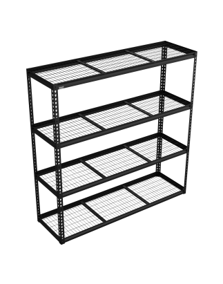 Heavy-Duty Modular Racking Unit with 4 Mesh Shelves 300kg Capacity Per Level 1820mm