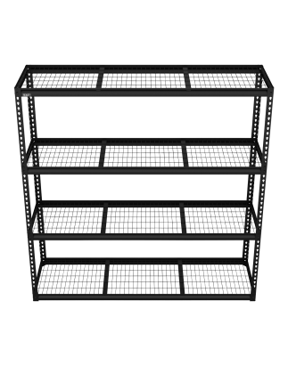 Unité de rayonnage modulaire robuste avec 4 étagères en maille, capacité de 300 kg par niveau 1 820 mm