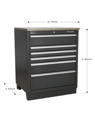 Armoire de sol modulaire 6 tiroirs 775 mm robuste