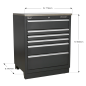 Modular Floor Cabinet 6 Drawer 775mm Heavy-Duty