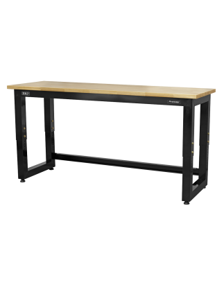 Steel Adjustable Workbench with Wooden Worktop 1830mm - Heavy-Duty