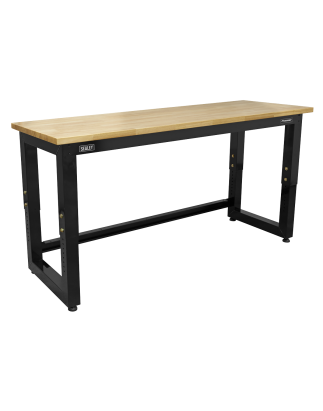 Steel Adjustable Workbench with Wooden Worktop 1830mm - Heavy-Duty