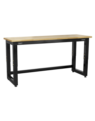 Steel Adjustable Workbench with Wooden Worktop 1830mm - Heavy-Duty