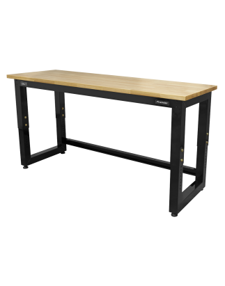 Steel Adjustable Workbench with Wooden Worktop 1830mm - Heavy-Duty