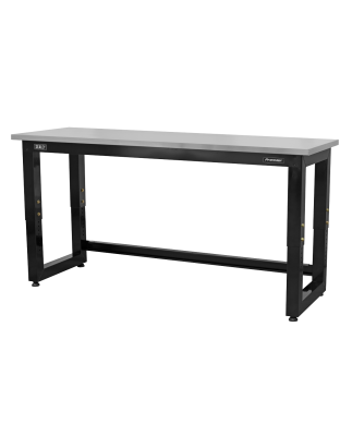 Steel Adjustable Workbench with Stainless Steel Worktop 1830mm - Heavy-Duty