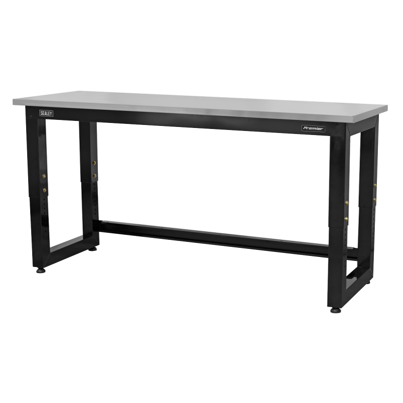 Steel Adjustable Workbench with Stainless Steel Worktop 1830mm - Heavy-Duty