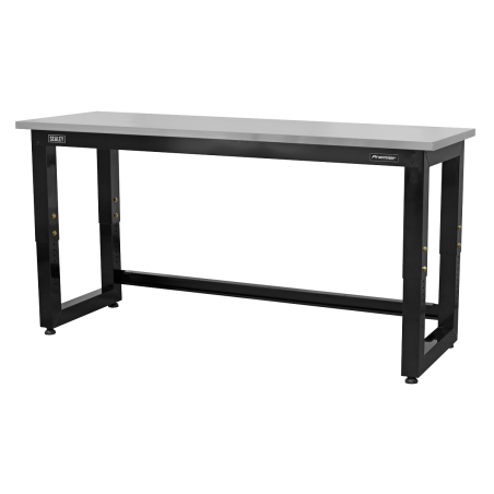 Steel Adjustable Workbench with Stainless Steel Worktop 1830mm - Heavy-Duty