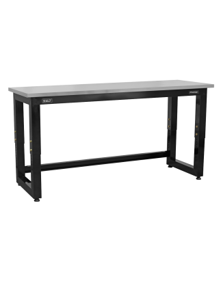 Steel Adjustable Workbench with Stainless Steel Worktop 1830mm - Heavy-Duty