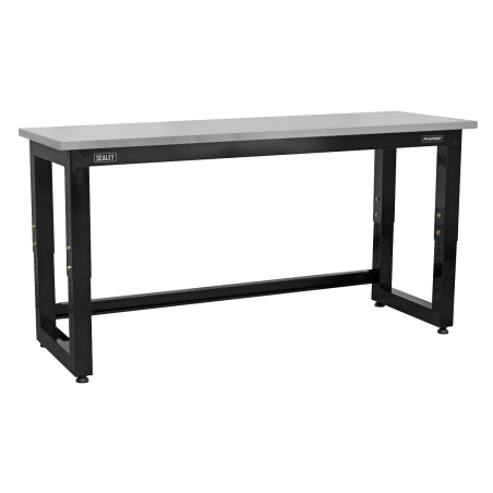 Steel Adjustable Workbench with Stainless Steel Worktop 1830mm - Heavy-Duty